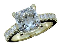 14k Gold 4.06 ct Princess Cut Lab Diamond Ring