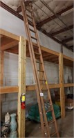 very tall wood extension ladder