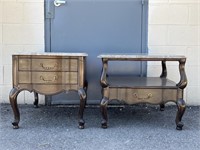 French Provincial Marble Top Side Tables