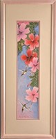Framed LE Hua-Yao Tung Hummingbirds With Flowers