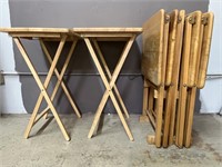 6 Folding TV Tables Solid Wood and Rack