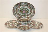 4pc 1930's Chinese Export Rose Canton Porcelain