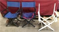Three Vintage Captain Chairs, Two With Webbing