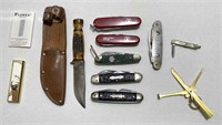 Kbar Knife, 8pc Folding Pocket Knives, Lighter