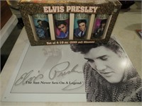 COLLECTION OF ELVIS GLASSES & TIN SIGN