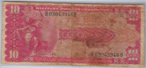 V.RARE MPC $10 Series 661 (1968-9 VG to F - U21BC