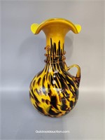 Tortoise Shell Style Handled Vase 8.5"H