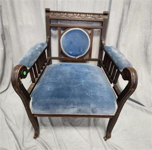 Awesome Blue Velvet Victorian Chair