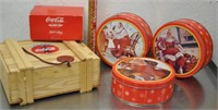 Lot of Christmas Coke tins, ornaments