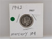 1942 90% Silv Mercury Dime