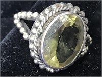 Sterling silver ring with glass Size 7.5