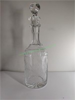 Etched Glass Decanter with Glass Stopper