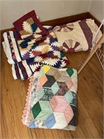 (3) Hand Stitched Quilts, (2) Pillowcases and (1)