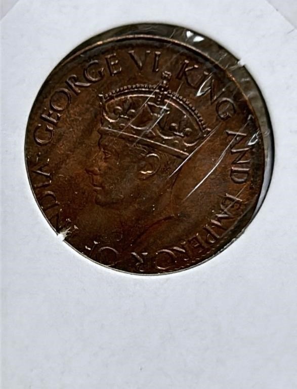 1945 Ceylon One Cent George VI King. Z1M