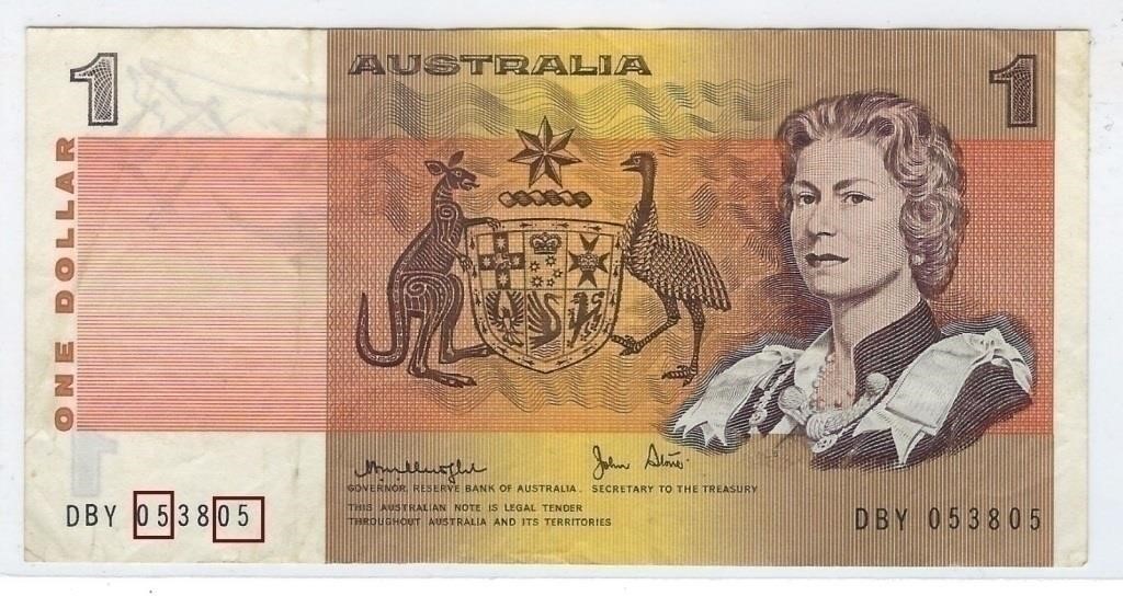 1982 Australia $1 Q. Elizabeth Fancy SN .FN48