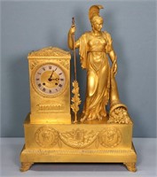 C. 1830 French Figural Gilt Bronze Mantel Clock