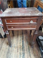 Vtg. Mahogany 2 Drawer Stand