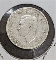 1947 ML Canadian Silver 25-Cent Quarter Coin