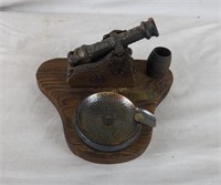 Very Cool Cannon Themed Ashtray On Wood