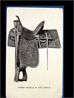 POSTCARD - JOSEPH C. MILLER RIDES THIS SADDLE IN