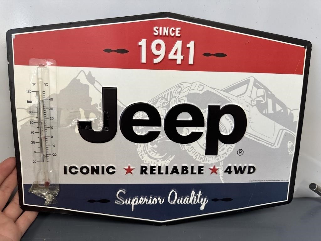 Jeep 10x14in. Metal Thermometer
