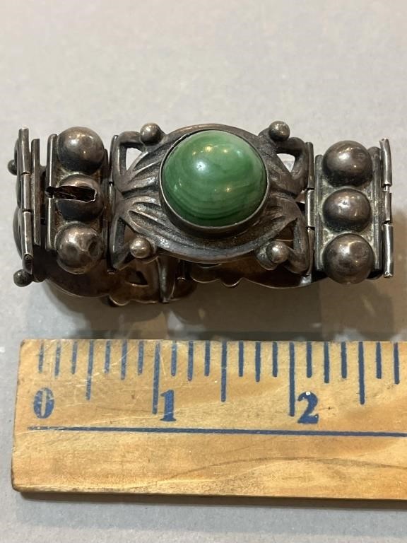 Vintage Mexican Sterling & Green stone bracelet