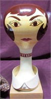 Stangl Pottery lady head vase. 15" tall on wood