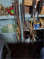 6 Wooden Shaft Golf Clubs & 2 Others
