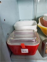 3 Pyrex Refrigerator Dishes,  1 Lid, 1 Clear F