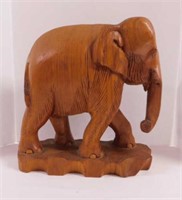 Carved wood elephant statue, 10" tall