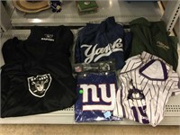 Sports apparel. Baseball, football and more.