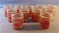Set of 11 Christmas candle votives with melted