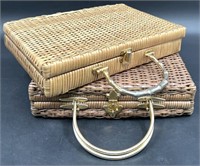2 Vintage Wicker Briefcase Purses