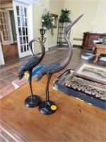 PAIR OF BRONZE BIRD STATUES