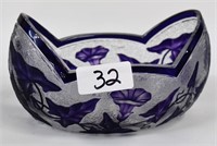 Purple cut overlay center bowl, 8"