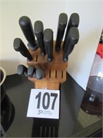(10) Piece Knife Set with Wooden Holder