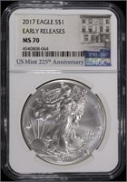 2017 AMERICAN SILVER EAGLE NGC MS70 EARLY RELEASES