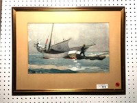 Framed Sailboat Print Signed by Momer