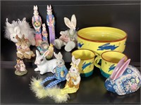Vintage Eastern Rabbits Home Decor and Pottery Lot