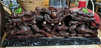 Chinese Carved Wood Dragon On Wood Base