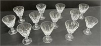 12 Baccarat Crystal Cordial Glasses