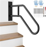 Handrail for Outdoor Steps -BLACK-2 PACK