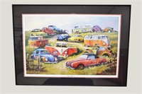 Framed Matted and Numbered VW Print Titled Bugs an