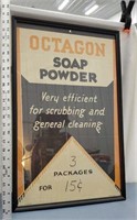 Framed Octagon soap powder advertising
