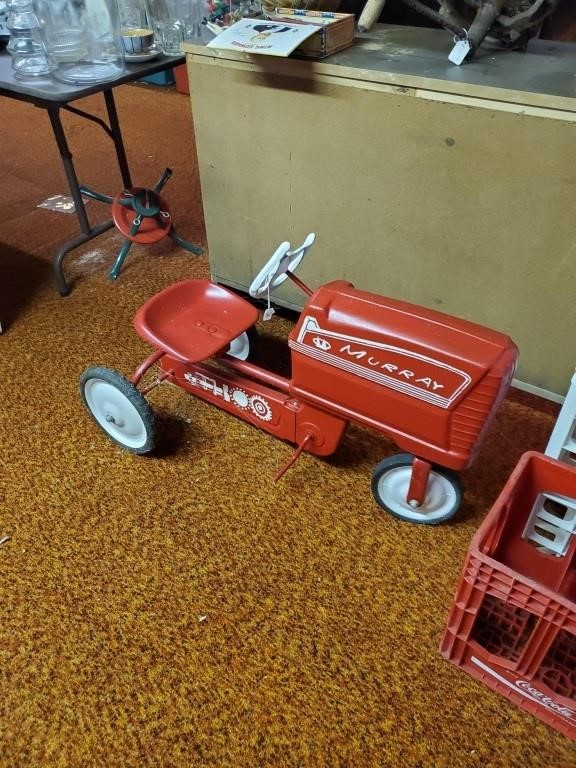Vtg. Metal Red Murray Pedal Tractor
