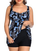 C767  ZENBRIELE Plus Size Ruffle Tankini Set, 4X