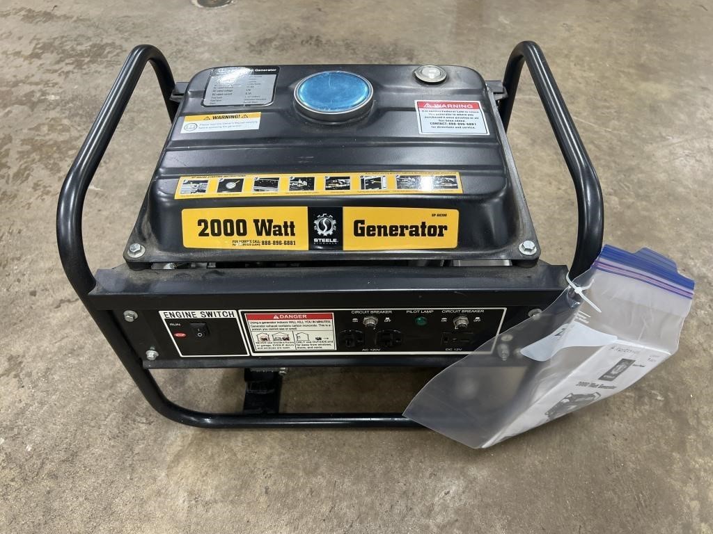 Steele 2000 watt generator, 3HP