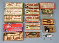 Vintage Fishing Lures + Lure Boxes
