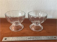 Pair of Wide Glass Ice Cream Cups