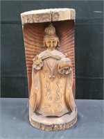 Religious carved wood sculpture 15"h x 7"diam